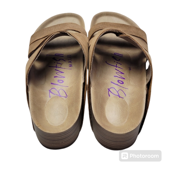 Blowfish | Malibu Flatform Platform Strappy Beige Slip On Sandals 7 - Picture 8 of 11